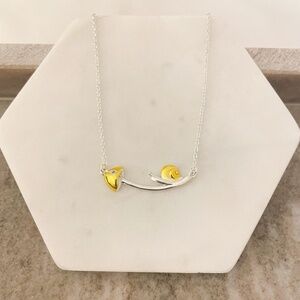 925 Sterling Silver Snail Pendant Necklace Silver & Gold Necklace